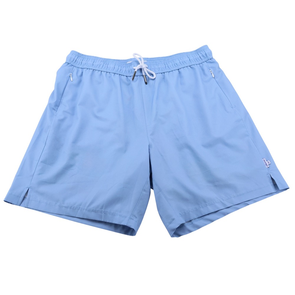 Maamgic Mens XL Light Blue Swim Trunks 2-in-1 Compression Liner Zipper Pockets
